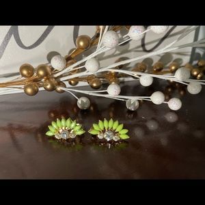 Green & Gold Floral Fan Earrings